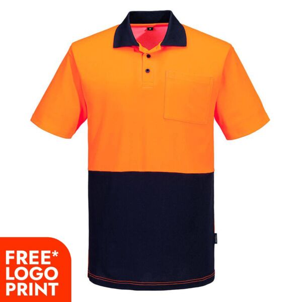 Mens Hi Vis Cotton Comfort Contrast Class D Short Sleeve Polo Shirt Thumbnail