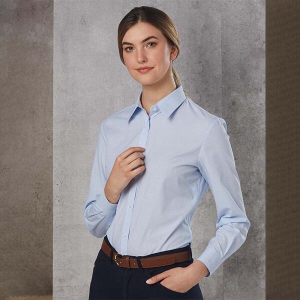Womens Fine Stripe Long Sleeve Shirt Thumbnail