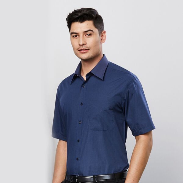 Mens Micro Check Short Sleeve Shirt Thumbnail